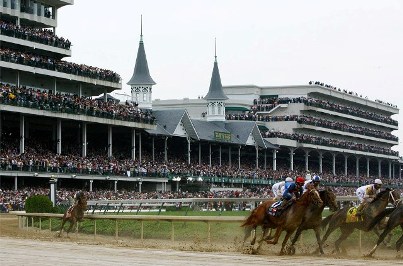 first turn at Churchill Downs, site for the Kentucky Derby
