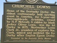 Churchill Downs Plaque with brief history of Kentucky Derby